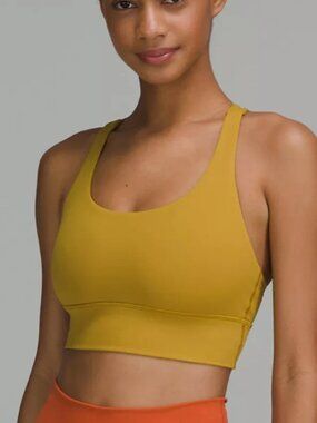 Lululemon Energy Bra Long Line Size 8 Auric Gold Medium Support B–C Cup